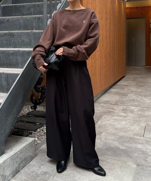 CAPRICIEUX LE'MAGE（カプリシューレマージュ）の「1ポイントボンディングスウェット（Tシャツ/カットソー・レディース・ブラウン/グレー/オフホワイト・FREE）」の9枚目の写真