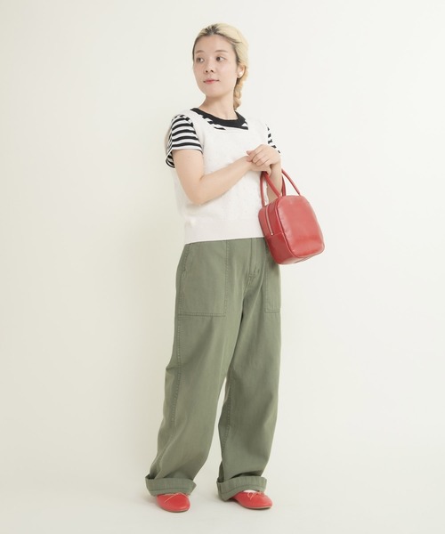 CHILD WOMAN（チャイルドウーマン）の「つぶつぶ編みスクエアネックベスト（ベスト・レディース・ネイビー/アイボリー/グリーン/サックスブルー・FREE）」の15枚目の写真