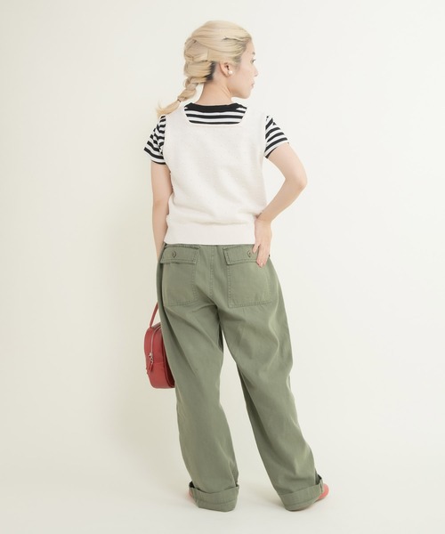 CHILD WOMAN（チャイルドウーマン）の「つぶつぶ編みスクエアネックベスト（ベスト・レディース・ネイビー/アイボリー/グリーン/サックスブルー・FREE）」の17枚目の写真