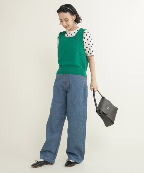 CHILD WOMAN（チャイルドウーマン）の「つぶつぶ編みスクエアネックベスト（ベスト・レディース・ネイビー/アイボリー/グリーン/サックスブルー・FREE）」の22枚目の写真