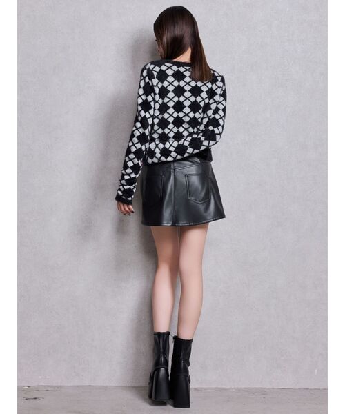 GYDA（ジェイダ）の「Argyll patternミニシャギーニットカーディガン（カーディガン/ボレロ・レディース・ブラック/オフホワイト・FREE）」の7枚目の写真