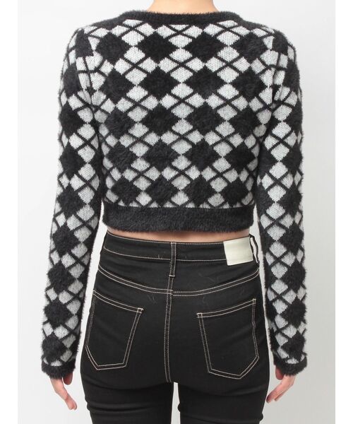 GYDA（ジェイダ）の「Argyll patternミニシャギーニットカーディガン（カーディガン/ボレロ・レディース・ブラック/オフホワイト・FREE）」の14枚目の写真