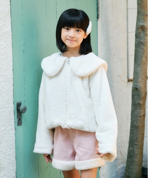 MPS(エムピーエス)の「MPS(エムピーエス)【キッズ】セーラー衿フェイクファーブルゾン(ブルゾン・キッズ・ピンク/ホワイト・140/110/120/130)」の2枚目の写真