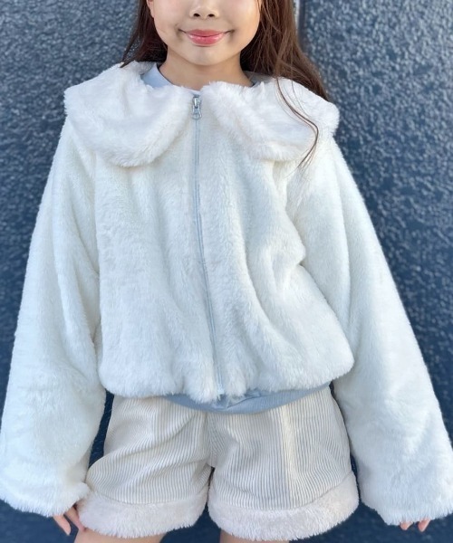 MPS(エムピーエス)の「MPS(エムピーエス)【キッズ】セーラー衿フェイクファーブルゾン(ブルゾン・キッズ・ピンク/ホワイト・140/110/120/130)」の9枚目の写真
