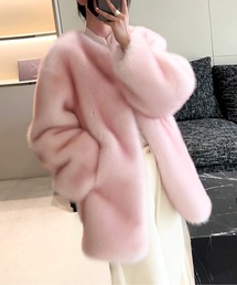 コート」に該当するジャケット/アウター（ピンク/桃色系・フェイク