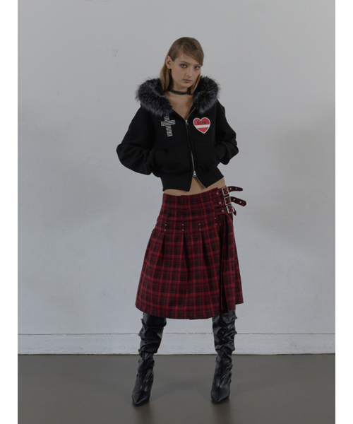 セール】FUR TRIMMING HOODED ZIP-UP / BLACK（パーカー）｜SETUP-EXE