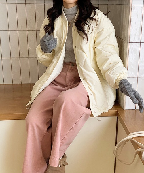 by LEGNA(バイレグナ)の「ドロストノーカラーキルティングジャケット(ノーカラージャケット・レディース・ラベンダー/ピンク/アイボリー/ライトブルー/ブラック/レモンイエロー・SMALL/MEDIUM/LARGE/X-LARGE)」の8枚目の写真