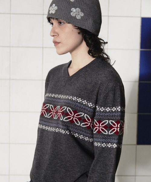 UNALLOYED(アナロイド)の「クローバーアーガイルVネックニット / チャコール(ニット/セーター・メンズ・その他・LARGE/MEDIUM)」の7枚目の写真