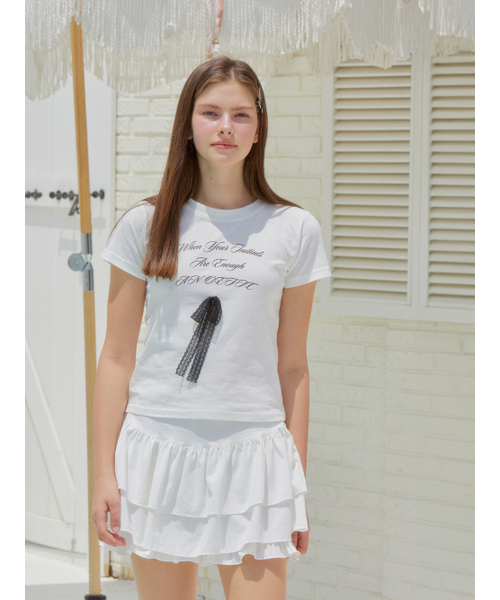 ANOETIC(アノエティック)の「LACE RIBBON T-SHIRT_WHITE(Tシャツ/カットソー・レディース・ホワイト・FREE)」の3枚目の写真