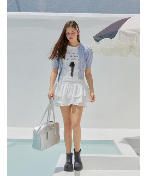 ANOETIC(アノエティック)の「LACE RIBBON T-SHIRT_WHITE(Tシャツ/カットソー・レディース・ホワイト・FREE)」の4枚目の写真