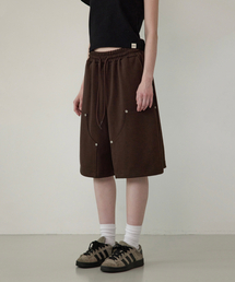 bounDary（バウンダリー）の「ダブルニリベットバミューダショートパンツ[ブラウン]（スウェットパンツ）」