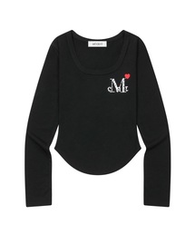 MUCENT | ラブリッツミニハートロゴUネックロングスリーブTシャツ（4カラー）(Tシャツ/カットソー)