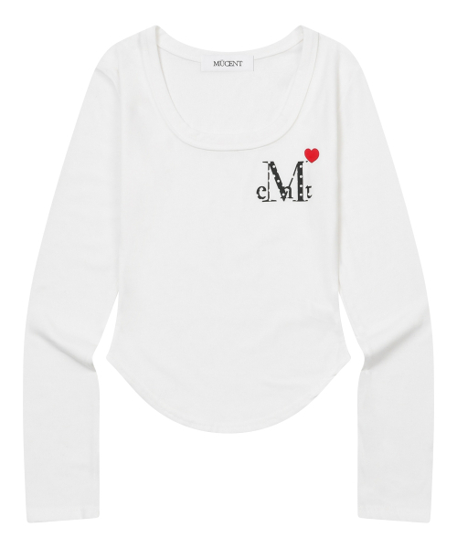 MUCENT（ムセント）の「ラブリッツミニハートロゴUネックロングスリーブTシャツ（4カラー）（Tシャツ/カットソー・レディース・ホワイト/ブラック/グレー/チャコール・FREE）」の5枚目の写真