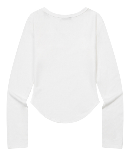 MUCENT（ムセント）の「ラブリッツミニハートロゴUネックロングスリーブTシャツ（4カラー）（Tシャツ/カットソー・レディース・ホワイト/ブラック/グレー/チャコール・FREE）」の6枚目の写真