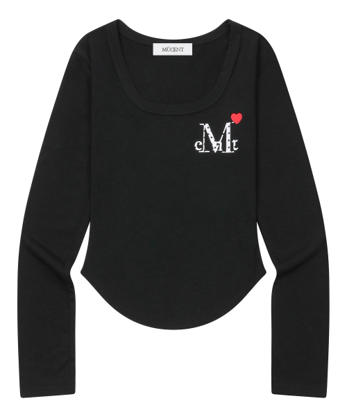 MUCENT（ムセント）の「ラブリッツミニハートロゴUネックロングスリーブTシャツ（4カラー）（Tシャツ/カットソー・レディース・ホワイト/ブラック/グレー/チャコール・FREE）」の9枚目の写真