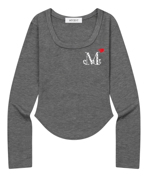 MUCENT（ムセント）の「ラブリッツミニハートロゴUネックロングスリーブTシャツ（4カラー）（Tシャツ/カットソー・レディース・ホワイト/ブラック/グレー/チャコール・FREE）」の13枚目の写真