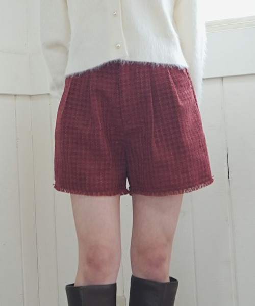 archives(アルシーヴ)の「フリンジツイードショートパンツ(その他パンツ・レディース・ワイン/ブラック/アイボリー・MEDIUM)」の3枚目の写真