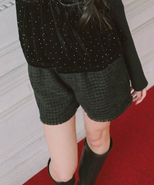 archives(アルシーヴ)の「フリンジツイードショートパンツ(その他パンツ・レディース・ワイン/ブラック/アイボリー・MEDIUM)」の4枚目の写真