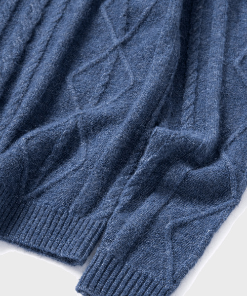 NONBLANK（ノンブランク）の「ケーブル編みラウンドニット_BLUE（ニット/セーター・メンズ・その他・MEDIUM/LARGE/X-LARGE）」の3枚目の写真