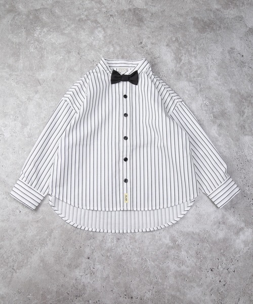 DILASH（ディラッシュ）の「【オケージョン】スタンド衿シャツ（シャツ/ブラウス・キッズ・ストライプ/アイボリー・80/90/100/110/120/130/140）」の2枚目の写真