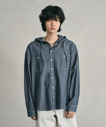 DECET（デケト）の「Chambray Over Hood Shirt DCSH009Blue（シャツ/ブラウス）」