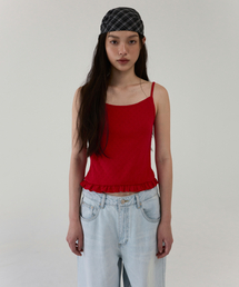 AOPT（アオプト）の「HEART PUNCH RUFFLE CAMI TOP - RED（Tシャツ/カットソー）」
