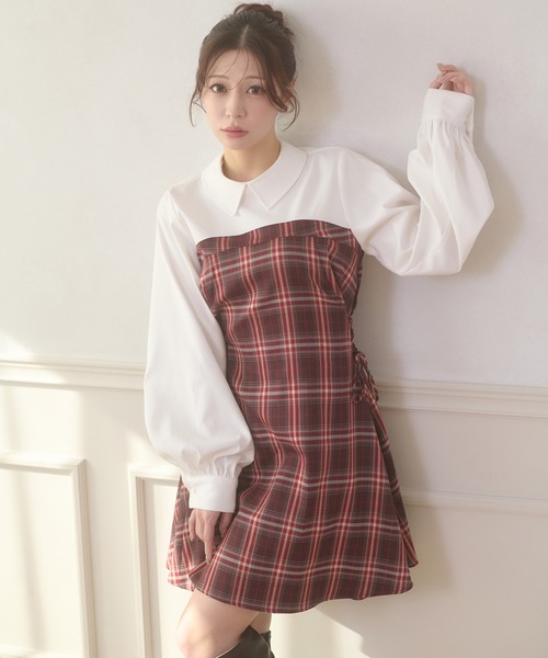 美品‼️超希少‼️NA+H秋冬ミニワンピース「赤チェック」Mサイズ