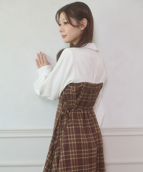 セール】side lace up plaid pattern mini dress / サイドレースアップ
