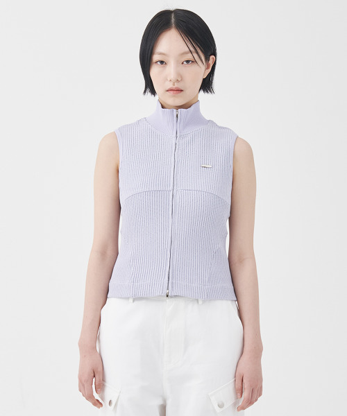 FDR(エフディーアール)の「Law Guage Rib Zip Up Sleeveless Cream(ベスト・レディース・その他・FREE)」の5枚目の写真