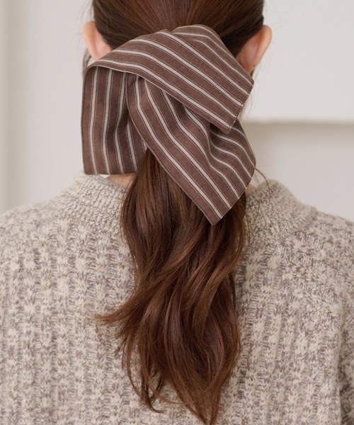 セール】【apres jour clair】ストライプビッグシュシュ（シュシュ