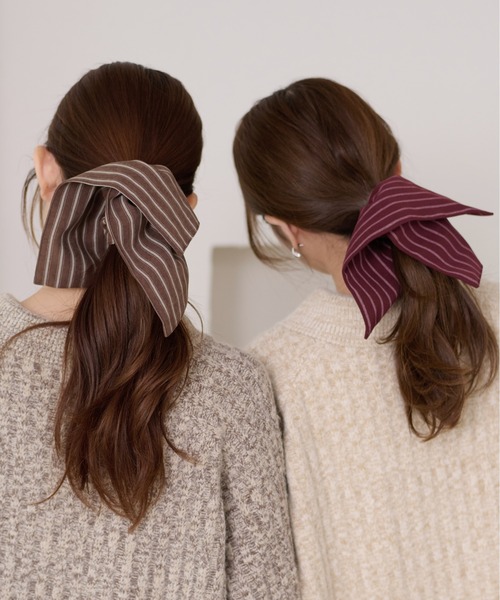 セール】【apres jour clair】ストライプビッグシュシュ（シュシュ