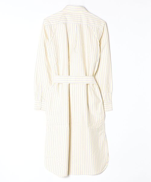 ストライプド コットン オックスフォード ベルテッド シャツドレス