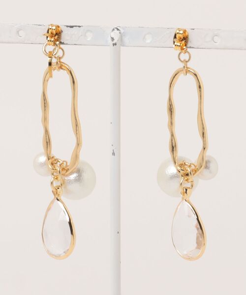 tone(トーン)の「【Agaro】No.503 クリスタルチャームの2WAYピアス サージカルステンレス(MA)(ピアス(両耳用)・レディース・ゴールド・FREE)」の3枚目の写真