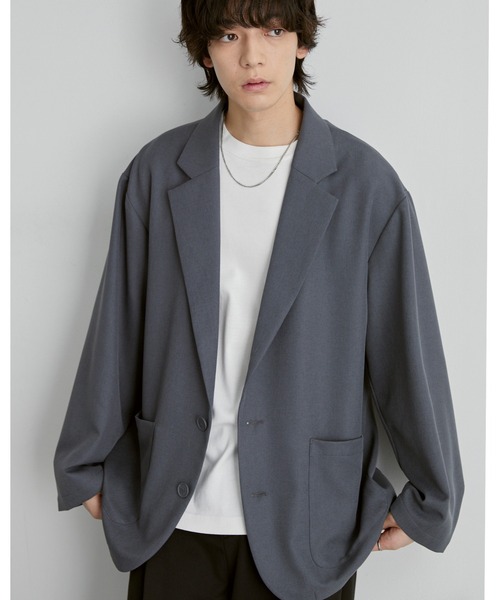 MONO-MART(モノマート)の「洗えるテーラード|パウダーツイル ミニマル シングルジャケット(速乾)(テーラードジャケット・メンズ・ブラック系/モカ/ブラック/グレー/グレー系・S/M/L)」の1枚目の写真