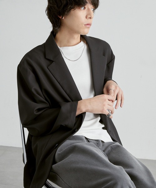 MONO-MART(モノマート)の「洗えるテーラード|パウダーツイル ミニマル シングルジャケット(速乾)(テーラードジャケット・メンズ・ブラック系/モカ/ブラック/グレー/グレー系・S/M/L)」の22枚目の写真