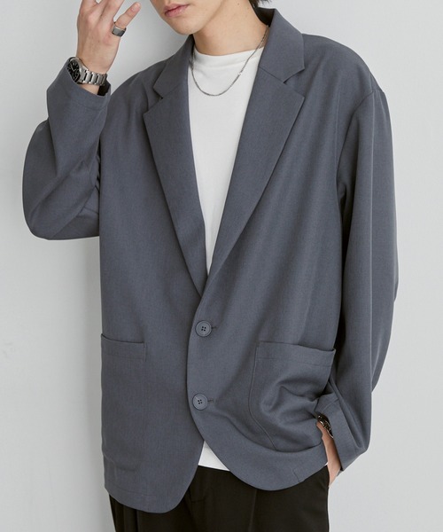 MONO-MART(モノマート)の「洗えるテーラード|パウダーツイル ミニマル シングルジャケット(速乾)(テーラードジャケット・メンズ・ブラック系/モカ/ブラック/グレー/グレー系・S/M/L)」の6枚目の写真