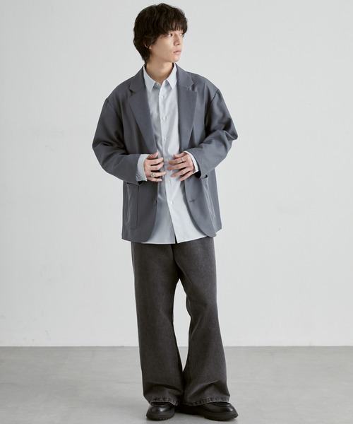 MONO-MART(モノマート)の「洗えるテーラード|パウダーツイル ミニマル シングルジャケット(速乾)(テーラードジャケット・メンズ・ブラック系/モカ/ブラック/グレー/グレー系・S/M/L)」の14枚目の写真