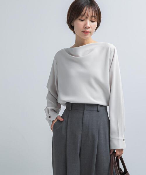 セール】トリアセテート混ドレープネックブラウス（シャツ/ブラウス