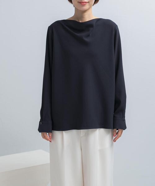 セール】トリアセテート混ドレープネックブラウス（シャツ/ブラウス