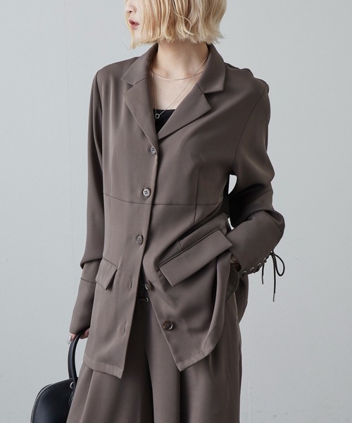 Lui's（ルイス）の「袖口レースアップシャツジャケット（シャツ/ブラウス・レディース・ブラック/グレー・FREE）」の10枚目の写真