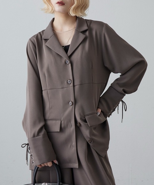 Lui's（ルイス）の「袖口レースアップシャツジャケット（シャツ/ブラウス・レディース・ブラック/グレー・FREE）」の11枚目の写真