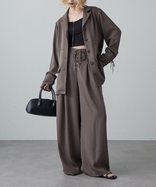 Lui's（ルイス）の「袖口レースアップシャツジャケット（シャツ/ブラウス・レディース・ブラック/グレー・FREE）」の14枚目の写真