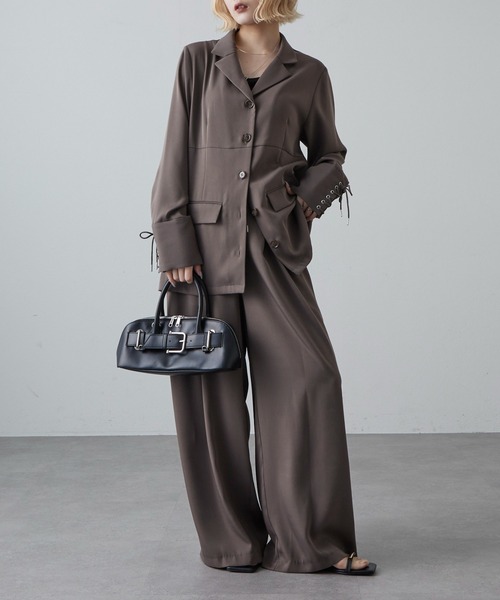 Lui's（ルイス）の「袖口レースアップシャツジャケット（シャツ/ブラウス・レディース・ブラック/グレー・FREE）」の15枚目の写真