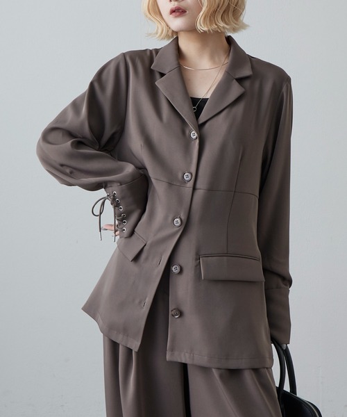 Lui's(ルイス)の「袖口レースアップシャツジャケット(シャツ/ブラウス・レディース・ブラック/グレー・FREE)」の21枚目の写真