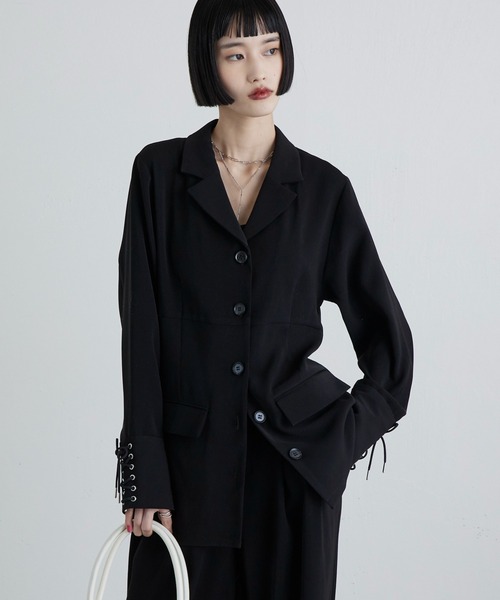 Lui's(ルイス)の「袖口レースアップシャツジャケット(シャツ/ブラウス・レディース・ブラック/グレー・FREE)」の22枚目の写真