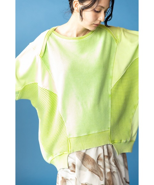 OSMOSIS（オズモーシス）の「裏毛切替プルオーバー（ニット/セーター・レディース・グレー/ピンク/ライトグリーン/ブルー・ONE SIZE）」の8枚目の写真