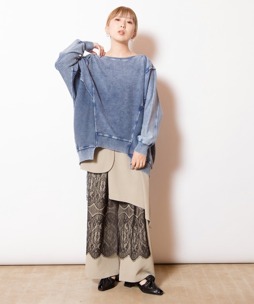 OSMOSIS（オズモーシス）の「裏毛切替プルオーバー（ニット/セーター・レディース・グレー/ピンク/ライトグリーン/ブルー・ONE SIZE）」の14枚目の写真