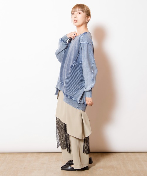 OSMOSIS（オズモーシス）の「裏毛切替プルオーバー（ニット/セーター・レディース・グレー/ピンク/ライトグリーン/ブルー・ONE SIZE）」の16枚目の写真