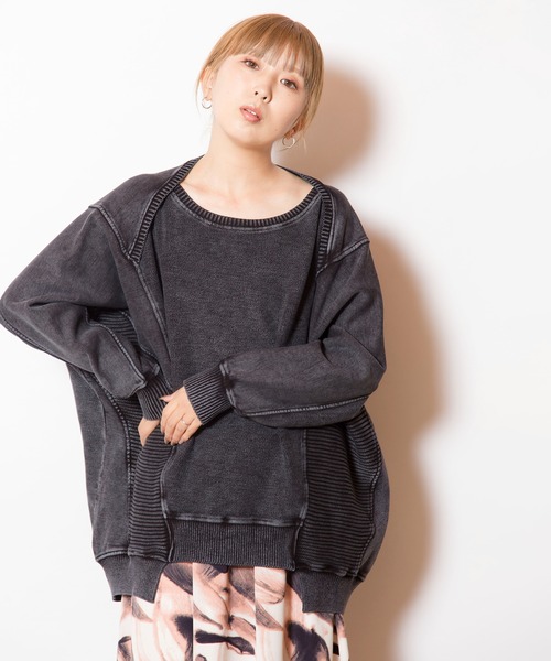 OSMOSIS（オズモーシス）の「裏毛切替プルオーバー（ニット/セーター・レディース・グレー/ピンク/ライトグリーン/ブルー・ONE SIZE）」の21枚目の写真