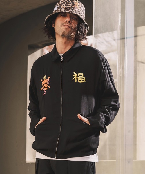 WONDER WALL MOTEL（ワンダーウォールモーテル）の「mj11319-EMBROIDERY SPORTS JACKET スポーツジャケット(26SSJK004)（ブルゾン・メンズ・グリーン/ブラック・S/XL/L/M）」の3枚目の写真